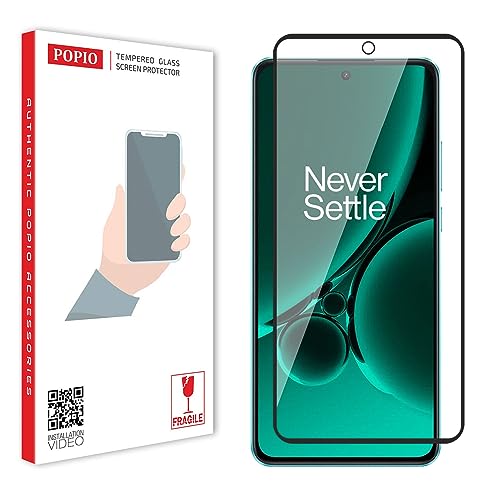 POPIO Tempered Glass Screen Protector Compatible For Oneplus Nord 3 (Black) Edge To Edge Coverage With Easy Installation Kit for Cellphone