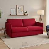  Dmora Divano Fisso 3 Posti Virna 200x95 cm Rosso Sfoderabile Lavabile, Braccioli Made in Italy