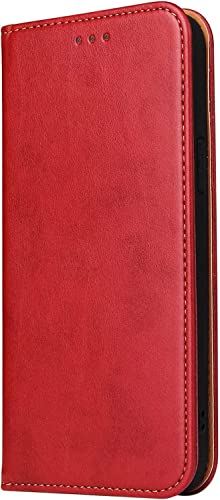Funda tipo cartera para iPhone 14 Pro Max en cuero rojo con soporte