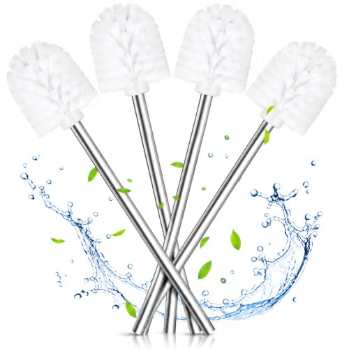 xlwen Juego de 4 Blanco Escobilla WC Escobillas de Baño Acero Inoxidable Toilet Brush 37 x 8,5 x 7,5 cm Apto para Baños y Aseos Ergonómico Elegante y Duradero