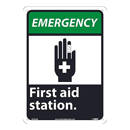 Panneau First Aid Station National Marker en plastique rigide de 25,4x17,8 cm