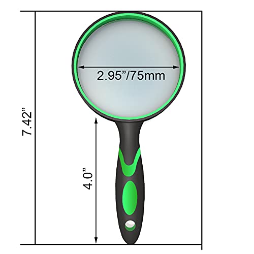 10X Shatterproof Magnifying Glass 10X Large Handheld Magnifying Glass For Seniors Kids 75Mm Magnifying Lens With Non-Slip Rubber Handle Magnifier Glass For Reading Science Insect Hobby Observation #TOP5