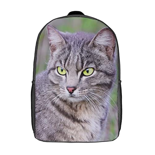 Sac à dos scolaire 17 pouces avec imprimé chat 3D pour adolescents