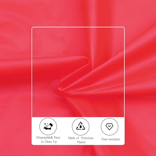 Image of tujol Red 6 Pack Plastic Table Cloth 84 inch, Disposable Round Tablecloth Table Cover, Plastic Tablecloths for Parties