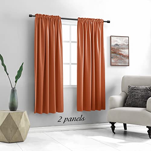 Image of DONREN Terracotta Orange Draperies Curtains for Bedroom - 2 Panels Window Shades Light Blocking Insulated Thermal Curtain Panels for Women Room, 52 x 72 Inch Length