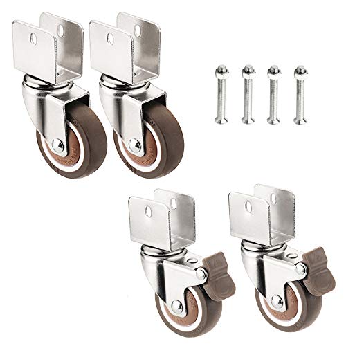 DDTP Ruedas de Ricina de Ruedas Pesadas, Ruedas de Goma Giratorias de 2 Pulgadas, Fundición de Muebles de 4, Rueda de Reemplazo con Freno, Diseño de Férula en Forma de U, Férula en Forma de U/Universa Cover