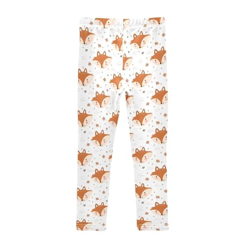 Girls Leggings Size 4T Cartoon Fox White Breathable Stretchy Tights Girl Yoga Pants for Dance Running2