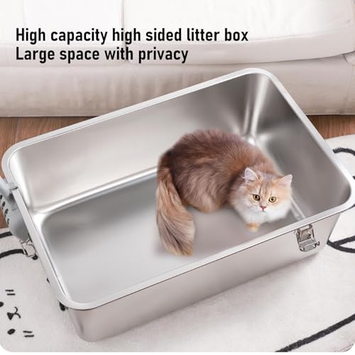 Arenero para gato metálico con tapa y pala acero inoxidable miniatura 6
