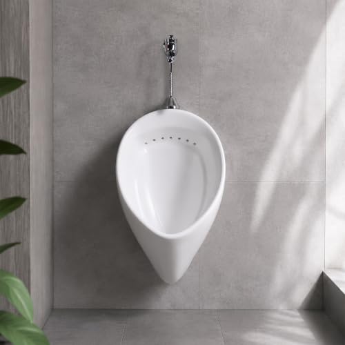 Orinal de pared, orinal cerámico con válvula manual de retardo para ahorro de agua, orinal de pared de cerámica cocida a alta temperatura con tapón de filtro cerámico para baño y sanitarios comerciales miniatura 1
