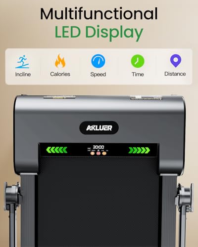 Image of Akluer Auto Incline Walking Pad Treadmill with 13% 6-Level, Portable Foldable Treadmill with Handle bar for Home, 330 lbs Capacity Compact Walking Pad with Remote and LED for Office