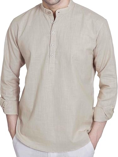 Image of DIVISIVE Men's Slim Fit Full Sleeves Cotton Short Kurta