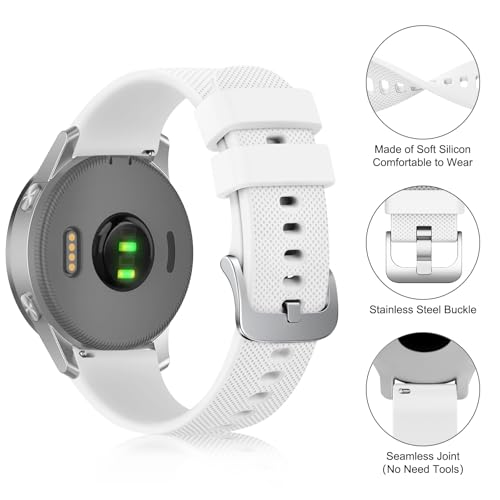 Silicone Watch Bands - Quick Release Waterproof Soft Rubber Replacement Straps with Silver Plated Stainless Steel Buckle 20mm 22mm (White, 22mm) - Image 3