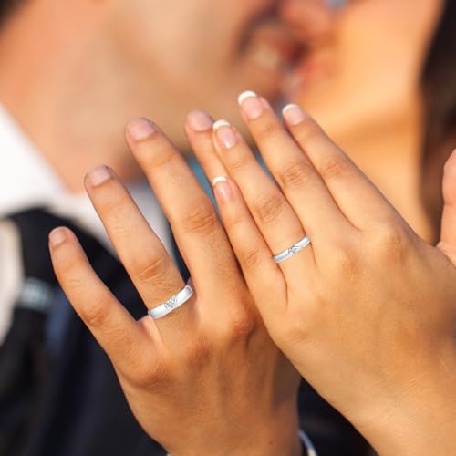 Matching Rings for Couples Promise Couple Ring Engagement Wedding Band Heart Puzzle Sterling Silver Adjustable Him and Her2