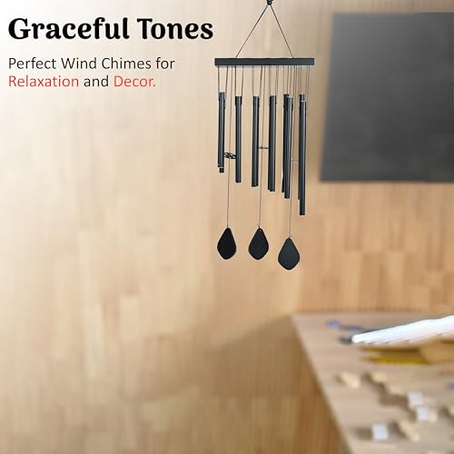 Image of ZAICUS Wind Chime for Home Balcony Decor - Positive Energy Gift Item (Black 12 Pipe)