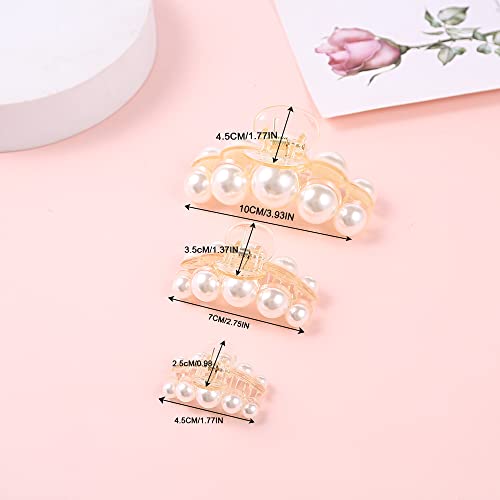 Women Pearl Hair Claw Clips 6 Pack White Elegant Strong Holder Jaw Clips For Thin Thick Curly Hair (Pearl Clips) #TOP5