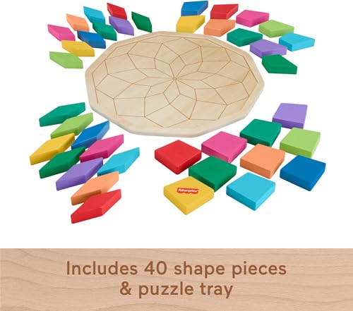 Fisher-Price Wood Preschool Toy Mandala Puzzle with Geometric Design, 41 Wooden Pieces for Kids Ages 3+ Years​ image 5