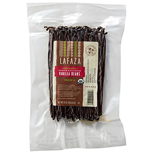 Lafaza Organic Whole Gourmet Madagascar Bourbon Vanilla Beans, 1/2lb, Kosher, Non-GMO