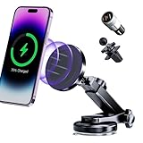 Eazpower MagSafe Car Mount Charger, Wireless Car Charger Compatible with iPhone 15/14/13/12 Pro Max, MagSafe Case, Magnetic Car Phone Holder Mount Fast Charging for Dashboard/Air Vent/Windshield
