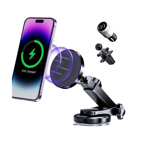 for MagSafe Car Mount Charger, Wireless Car Charger for iPhone 16/15/14/13/12 Pro Max, Mag-Safe Case, Magnetic Car Phone Holder Mount Fast Charging for Dashboard/Air Vent/Windshield
