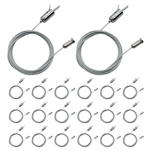 Image of 20 Pack 6.5ft Hexagon Garage Lights Suspension Cables Kit for Hexagon LED Lights Adjustable Steel Hanging Chains Per Strip Load 6.6Ib, Light Suspension Kit for LED Panel Aquarium Lights (2m 20pcs)