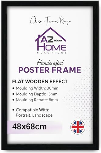 A2Z Home Solutions Stunning Black MDF Poster/Photo Puzzle size B2 +48x68cm Frame |Solid Engineered Wood/MDF Crystal Clear HD Perspex 480 x 680 mm |Gift & Office Wall Gallery Décor 68x48cm-Black