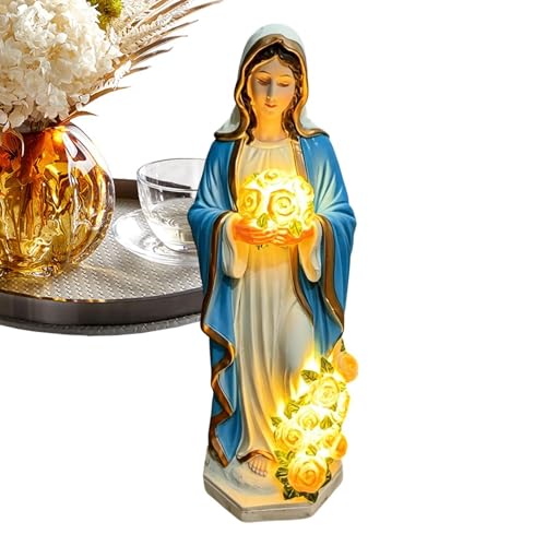 Statue de la Vierge Marie illuminée pour créer une oasis spirituelle et sereine dans votre jardin
