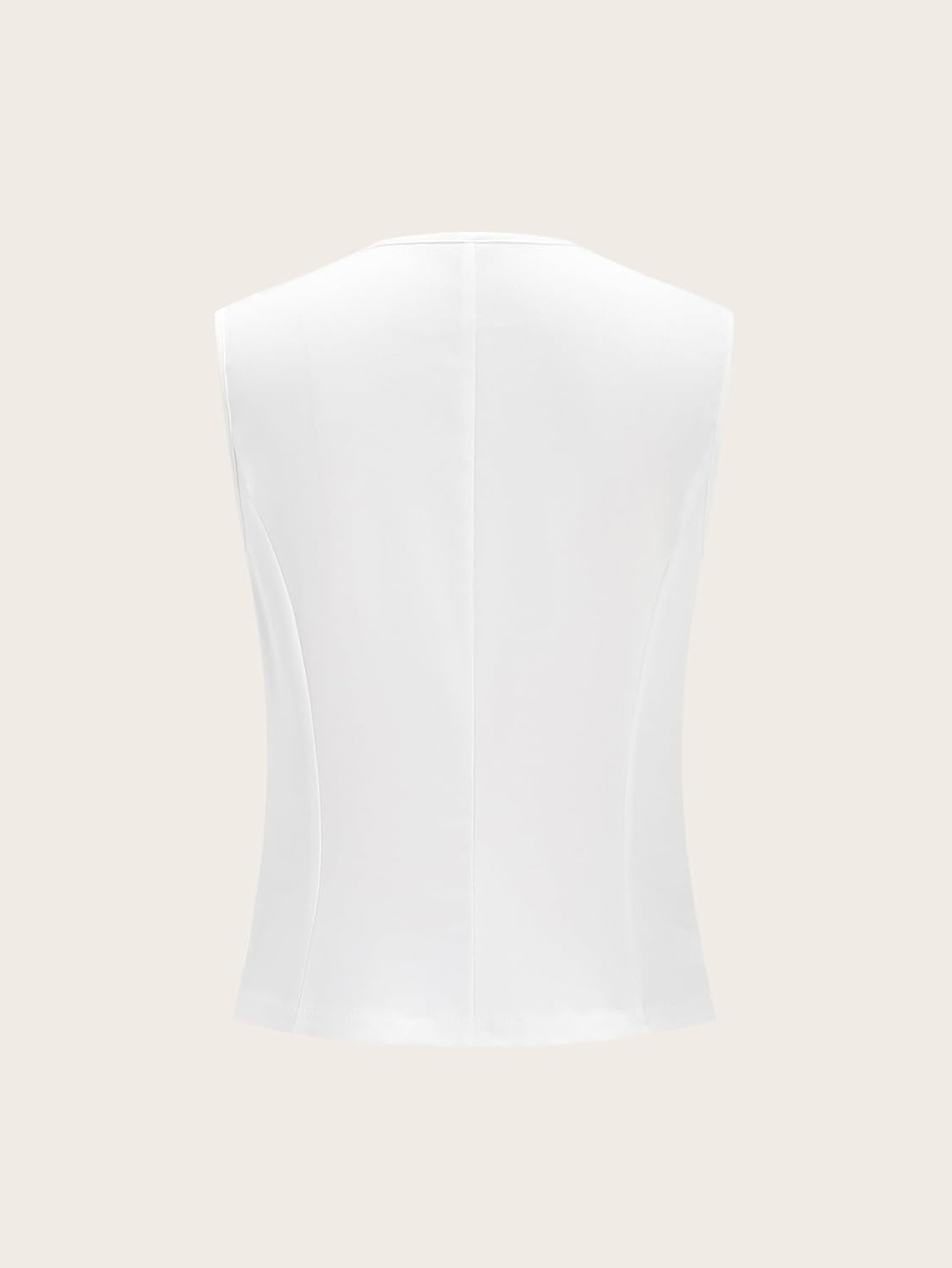 Women's Summer Button Up Blazer Vest Elegant Crew Neck Sleeveless Business Casual Waistcoat - Image 2