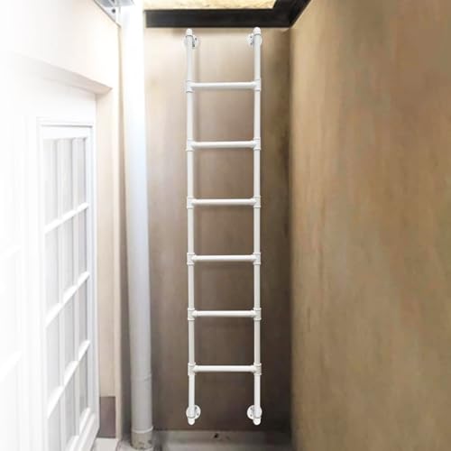 Escalera fija de metal para ático con soporte de pared de 4 pies, 8 pies de altura, capacidad de carga de 300 libras, escalera de emergencia para escape de incendios para sótano, ventana, pozo de 110