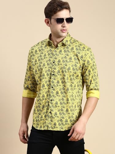 Image of SHOWOFFFF Men Printed Casual Shirt | Spread Collar Full Sleeves Cotton Shirt for Mens | Slim Fit Regular Length Shirt for Men's