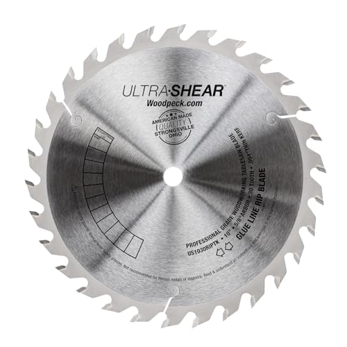 Glue Line Saw Blade, Thin Kerf, 10 Inch, 30T, 5/8" Arbor, 3/32" Kerf, USA Made, Optimized for Glue Up Ready Ripping - US1030RIPTK