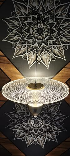 Image of Modern Crystal Led Disc Pendant Light with Warm LED Illumination | Designer Hanging Ceiling Lamp for Living Room & Dining Space & Home Decor
