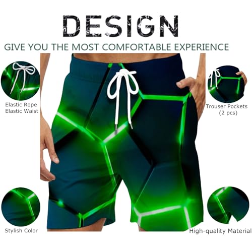 Quick Dry Men's Swim Trunks Hawaiian Board Shorts Lined Beach Shorts with Pockets Black2