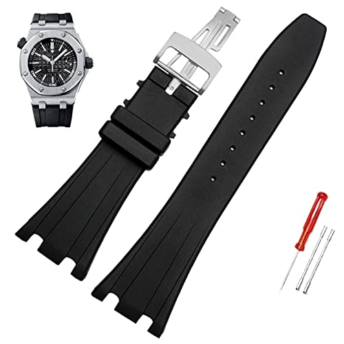 Bracelet montre silicone noir 28mm pour remplacer votre ceinture usée