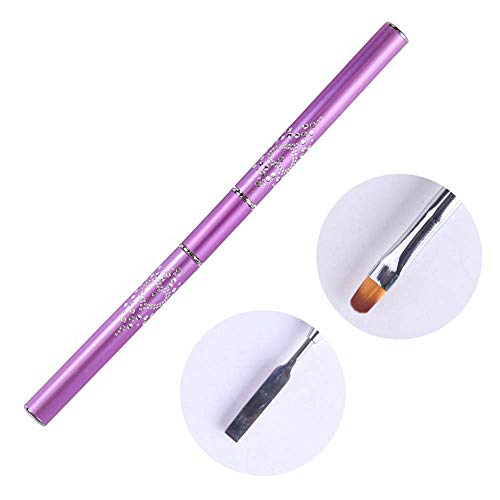 Dual-Ended Polygel Brush & Picker, 2 in 1 Designs Polygel Brushes Stainless Steel Gel Nail Tool for for Polygel Brushes Kit Acrylic UV Nails Extension (Purple)