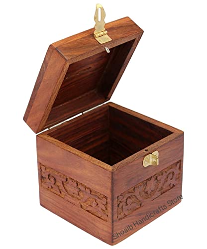 Image of Wooden Money /Piggy Bank, Money Box, Coin Box with Carved Design for Kids /Children. with Lock (Wooden Money Bank Coin Storage Kids 14)