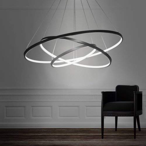 Lightinthebox Pendant Light 3 Ring Chandeliers For Living Room Dinning Room Modern Ceiling Light Circle Design 20+40+60Cm Color=Black; Light Source Color=White #TOP3