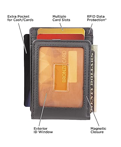 Calvin Klein Men's RFID Magnetic Front Pocket Leather Wallet, Grey, One Size4