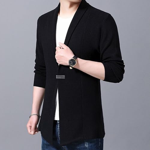 Mens Slim Fit Knited Cardigan Flip Collar Button Sweater Warm Ribbed Cuff Knitwear for Work and Date2