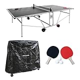 sweeek - Outdoor-Tischtennisplatte mit 2 Schlägern und 3 Bällen, für den Außenbereich + PVC-Abdeckung