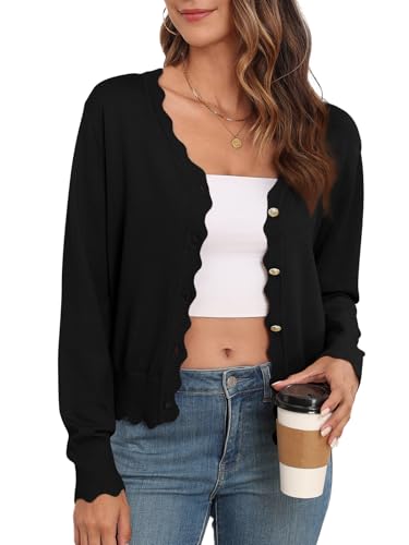 Women's Lightweight Cardigans Casual Long Sleeve V-Neck Button Print Sweaters Open Front Outerwear2