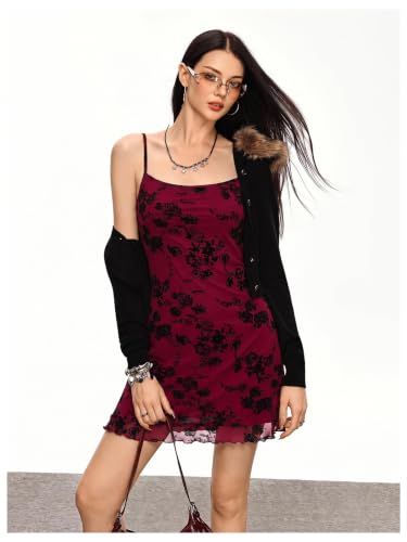 Image of Milumia Women's Summer Mini Dress 90s Boho A Line Mesh Short Dresses