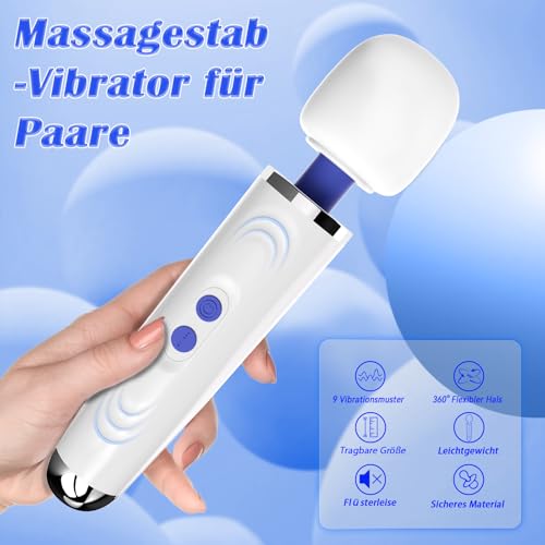 Vibrator Massagestab mit Masturbator-Aufsatz Sex Spielzeug für die Männer Paare, 9 Modi Klitorisstimulator Sexspielzeug für Frauen Masturbieren für Männer, Vibratorenset Sextoys für Solo & Paarespiele