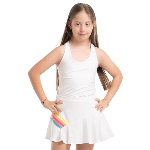 Lucky In Love Prisma Stripe Girls Golf Tank - Rainbow/XS