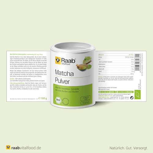 Feinpulveriges Matcha von Raab Vitalfood für perfekte Auflösung ohne Klümpchen - Detailansicht von Raab Vitalfood Bio...