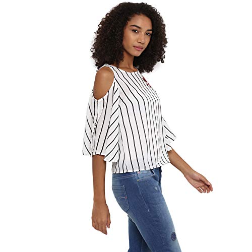 Image of Harpa Boat Neck Vertical Stripes Top