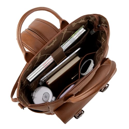 Image of Montana West Wrangler Womens Convertible Backpack Purse Anti-Theft Brown Backpack with Adjustable Crossbody Shoulder Strap for Work Travel WG175-9110BR
