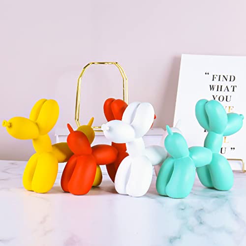 FYBlossom Modern Skulptur Dekofigur Ballon Hund Harz Statue, Kunst Tier Statue Tischdeko, Kreativität Handwerk Geschenk Für Desktop Wohnzimmer Kuchen Bäckerei (Orange)