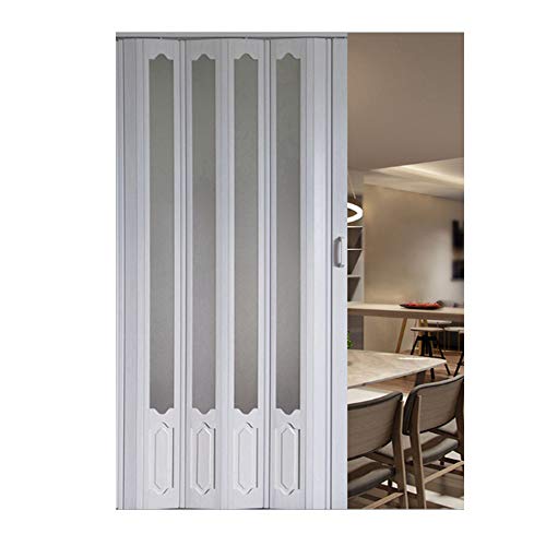 PVC Folding Door Vinyl Concertina Sliding Doors for Kitchen Room(32  80  , White -03)