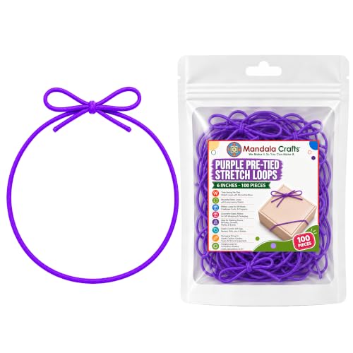 Mandala Crafts 6 Inch Purple Pre-Tied Stretch Loops for Gift Wrapping