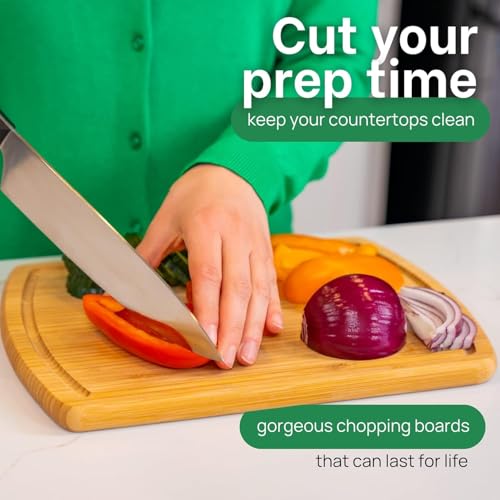 Image of GREENER CHEF 15-Inch Bamboo Cutting Board Eco-Friendly Medium Kitchen Board for Safe Meal Prep